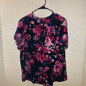 torrid Black Tee with Pink Floral Pattern